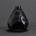 Creative black ceramic sage burner holder for atmospheric home decor - Rock Texture (JCSMJ39-02) / Black