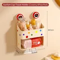 Crème witte wandmontage zuignap badkamer opbergdoos voor tissues en huidverzorging - Dubbele Laag Zuignap / Crèmewit Stippen (Zuignap Tissue Doos)