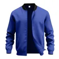 Front view detail of a royal blue men's bomber jacket with black ribbed collar - S / Tops / Sapphire Blue