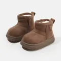 Winter toddler snow boots in brown with warm faux fur lining and side zipper - Size 15 / Inner 12.0cm / Green