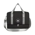 Large capacity black travel duffel bag with dry-wet separation and silver straps for gym - Black