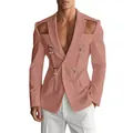 Blazer rosa da uomo slim fit con ritagli sulle spalle e fibbie metalliche decorative alla moda. - Taglia S / Top / Rosa