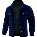 Veste en velours côtelé bleu marine pour homme avec doublure matelassée et revers - S / Hauts / Bleu marine