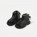 Bottines noires pour fillettes avec perles et nœud, adaptées de 10 mois à 3 ans - Taille 16 / Intérieur 12.5cm / Doublure Simple / Noir