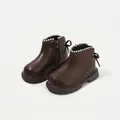Élégantes bottines en cuir marron pour petites filles avec perles et nœud arrière - Taille 16 / Intérieur 12.5cm / Doublure Simple / Marron