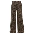 Pantaloni larghi leopardati a vita alta con strisce laterali bianche stile sportivo - Taglia S / Pantaloni e gonne / Marrone