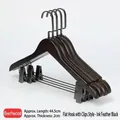 Premium beechwood wide shoulder suit hanger with metal clips in Mo Yu Black finish - Suit Pants Hanger / 4 Pcs Pack / Ink Black