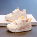 Cute toddler girls' sneakers in pink and white with cartoon rabbit design and velcro strap - Size 16 (Inner Length 11.5cm) / Pink