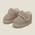 Warm beige toddler snow boots featuring cozy fleece lining and hook-and-loop strap - Size 15 / Inner 12.0cm / Beige (low top)