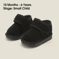 Warm black children's winter snow boots featuring soft lining and velcro straps - Size 15 / Inner 12.0cm / Black (Low Top)