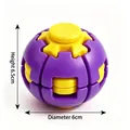 Stress relief spinning ball fidget toy in purple and yellow, height 6.5cm and diameter 6cm - Purple