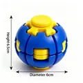 Blue and yellow stress relief spinner ball toy, height 6.5cm and diameter 6cm. - Blue
