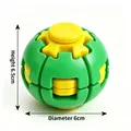 Stress relief green and yellow telescoping fidget spinner ball toy, 6.5cm height - Green