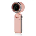 Draagbare roze oplaadbare handventilator met digitaal display en inklapbare handgreep - Meisjesroze