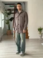 Giacca safari vintage da uomo color malva con quattro tasche, taglio comodo - Taglia S / Top / Grigio