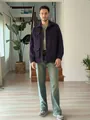 Giacca da caccia vintage viola da uomo con tasche multiple e colletto - Taglia S / Top / Viola scuro