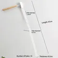 Detail of white hanger connector strap showing 47cm length and 14 holes measurements. - 10 Strands Pack / Translucent White