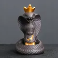 Purple clay backflow incense burner with crowned cobra and sitting Buddha statue - Snake And Buddha