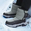 Botas de nieve cálidas para niños con parte superior acolchata resistente al agua y suela - 31 / Verde Militar
