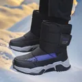 Botas de nieve de invierno impermeables para niños con forro cálido en negro y lila - 31 / Negro