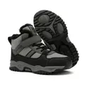 Boys grey and black winter snow boots with warm fleece lining and sturdy outdoor soles - 31 / Black Grey Fleece Lined