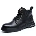 Bottines Martin en cuir noir pour homme avec semelle épaisse et design à lacets élégant - 38 / Bottines Martin (88233) / Noir (Non Doublé)