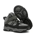 Durable boys grey and black high-top winter snow boots with warm lining and non-slip sole - Black Grey Single Shoes