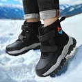 Thickened waterproof boys snow boots with fleece lining and non-slip soles for winter - 28 / Black Red