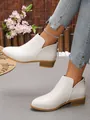 Elegant white pointed toe ankle boots for women featuring a chunky heel and back zipper - 36 / White Martin Boots (Hui650) / White