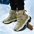 Warm winter fleece-lined green children's snow boots with durable anti-slip soles for kids - 28 / Olive Green