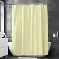 Full view of cream PEVA waterproof shower curtain hanging in a modern bathroom setup - 180x180cm / Beige (With Steel Grommets And Magnets)