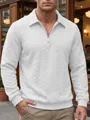 Witte herenpolo met lange mouwen, kabelgebreid patroon en halve rits voor vrije tijd - S / Tops / Wit