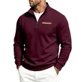 Gedetailleerd beeld van bordeauxrode herensweatshirt met ritssluiting en opstaande kraag - S / Tops / Bordeauxrood