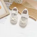 Süße weiße Baby-Lernlaufschuhe für Mädchen mit Hasenohren-Dekor und weicher Canvas-Sohle. - Größe 16,0 Innenlänge 16 cm / Niedriger Schnitt Stil (A72505) / Naturweiß
