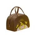 Brown insulated lunch bag with cute lemon cartoon character made of durable Oxford cloth - Tea Brown