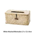 Handgefertigte gewebte Taschentuchbox aus Seegras in Weiß gewaschen 21x12x9cm Größe - Einfacher Stil / 21x12x9cm / Weiß gewaschen