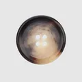 High-end resin button with marbled horn texture and 4-hole design - 15.0mm (24L) / Color 48 (Dark Tortoiseshell)