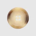 Premium four-hole resin button with light cream and brown horn-like tortoiseshell pattern - 20.0mm (32L) / Color 43 (Light Beige)