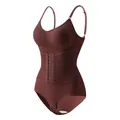 Sleeveless brown high waist shapewear bodysuit for women with front hook closure - S / Dresses / Coffee