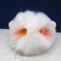 Cute white fluffy cat head plush keychain charm with orange eyes for bags and car keys - White Cat (Yellow and White Eyes)