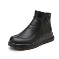 Comfortable black fleece-lined ankle boots for women, non-slip warm winter footwear - 35 / Black