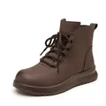 Durable brown leather winter boots for women featuring non-slip soft soles and laces - 35 / Brown