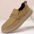 Comfortable men's khaki business casual loafers featuring a thick sole and slip-on design - 38 / Slip-on / Yellow