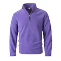 Purple men's polar fleece sweatshirt with half-zip and stand-up collar detail - S / Tops / Purple
