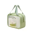 Bolsa de aseo portátil de PVC verde con un lindo diseño de cerdo y asas superiores - Capa Única / Verde