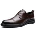 Elegantes zapatos de vestir de cuero marrón oscuro para hombre con detalles perforados - 38 / Estilo para Todas las Estaciones / Marrón