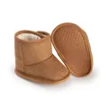 Detail view of baby winter boots with non-slip soft sole and warm lining - Insole Length 11cm / Coffee