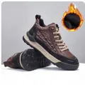 Chaussures montantes marron pour hommes, motif crocodile et doublure polaire - 38 / Brun (Doublure Polaire)