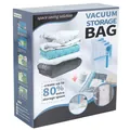 Sacs de rangement sous vide en boîte avec pompe manuelle pour gagner de l'espace - Emballage boîte couleur en anglais (personnalisable) / Lot de 5 pièces + pompe à main (2 M + 2 L + 1 XL)