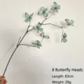 Detailed view of an 8-head artificial butterfly branch, length 83cm and weight 28g. - 83cm (8-Head) / Green